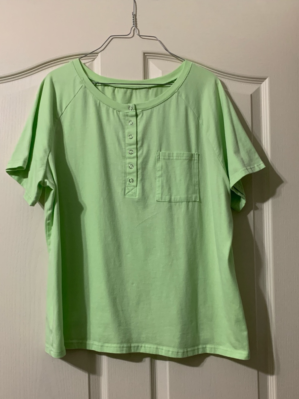 Short-Sleeve Henley Top with Pocket